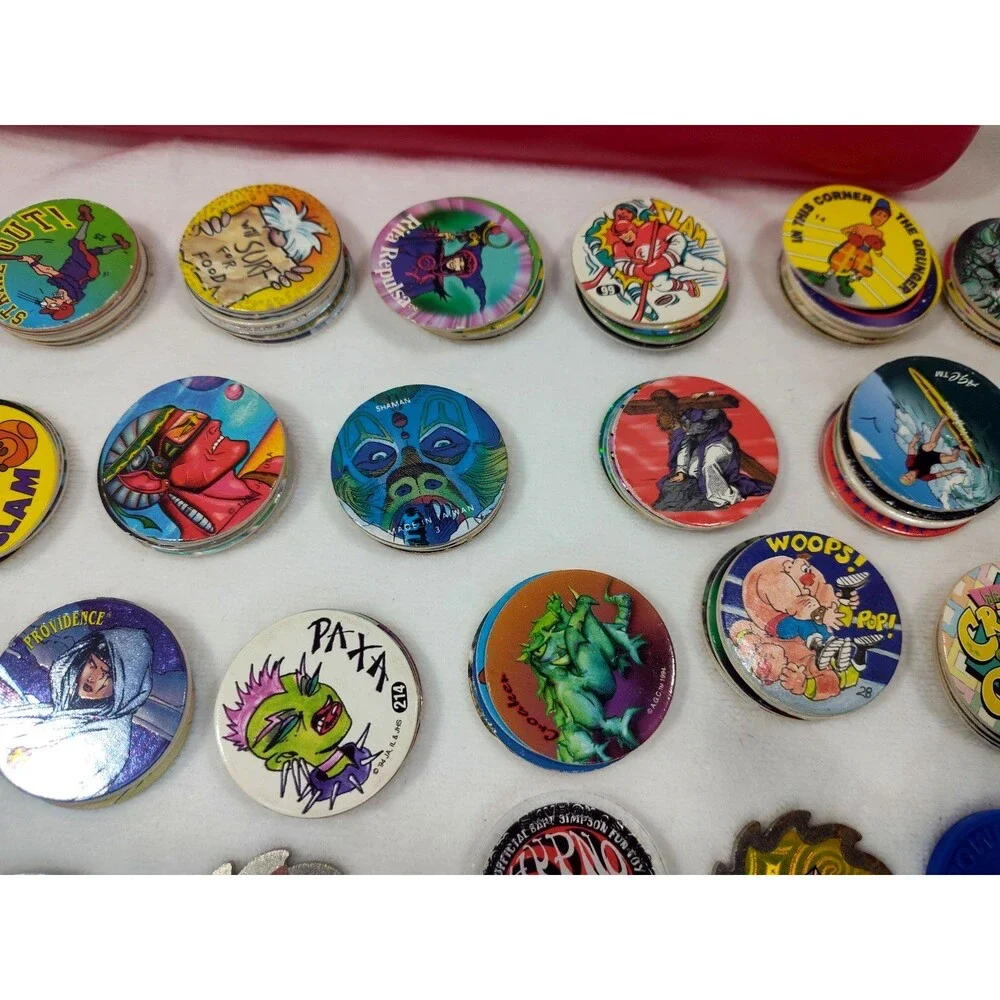 HUGE Mixed Lot 140 Vintage POG Pogs & Metal Slammers  Red 12